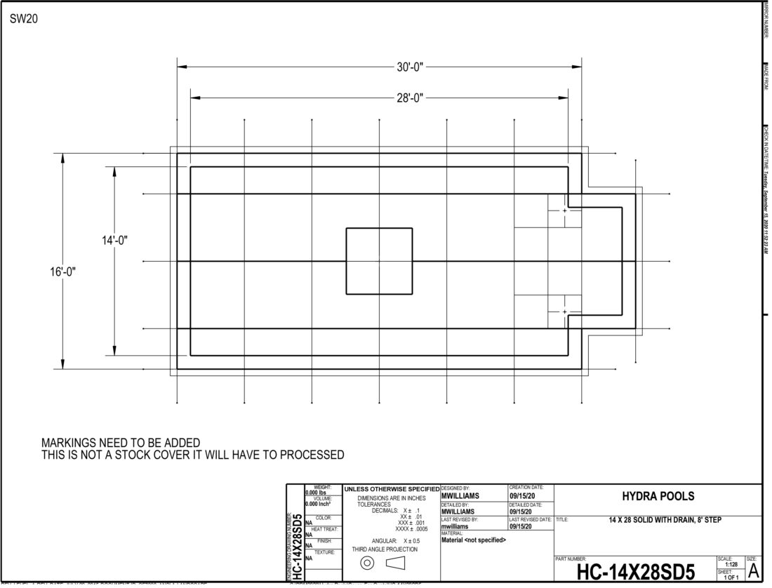 14X28 SOLID W DRAIN - 5X5 SPACING