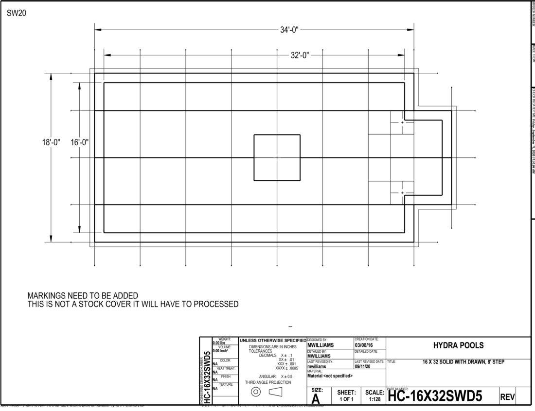 16X32 SOLID W DRAIN - 5X5 SPACING