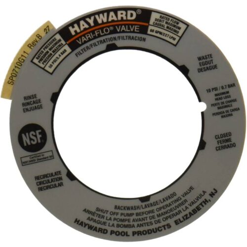 Hayward SPX0710G SP0710 1.5" Valve Position Label