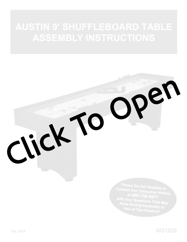 Austin Shuffleboard Assembly Instructions