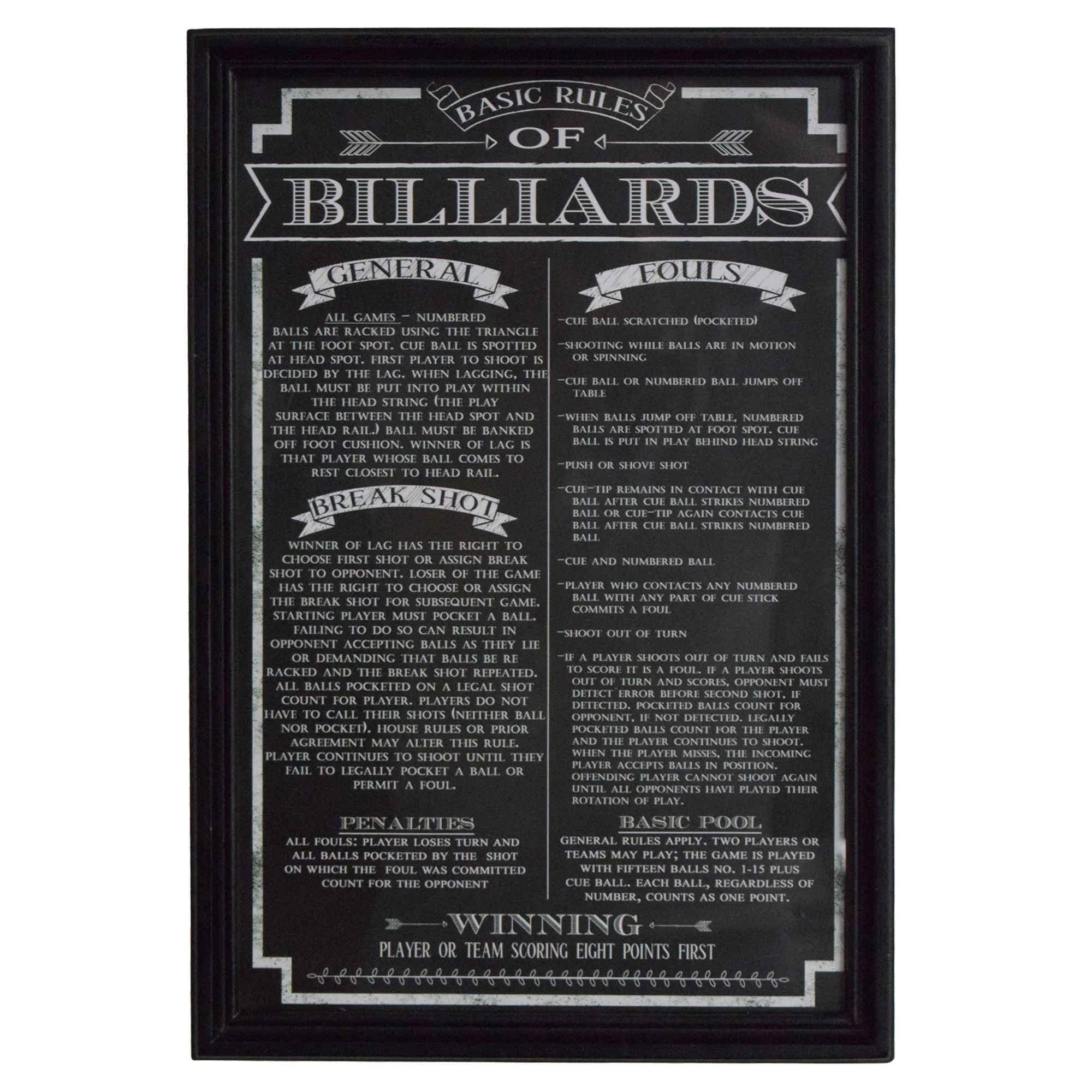 Game Rules Wall Art Billiards