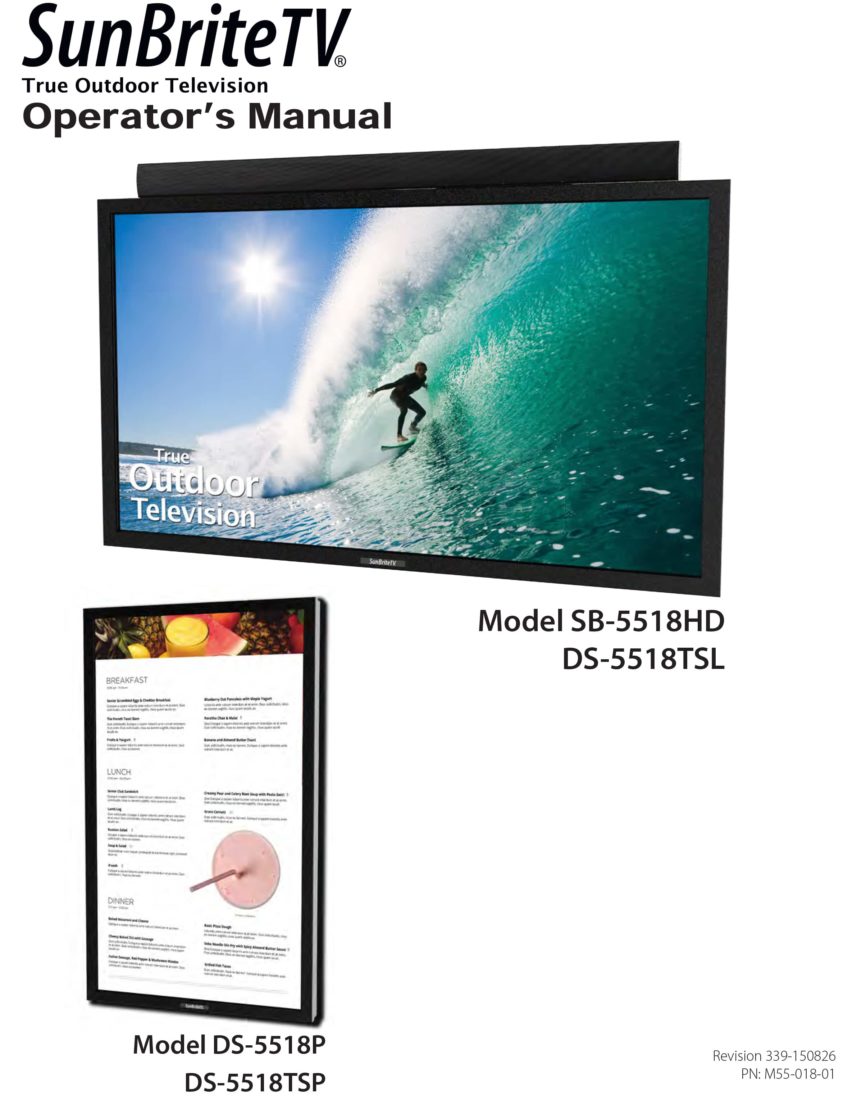 SunBriteTV Pro Series Full Sun 1080p Outdoor TV Manual