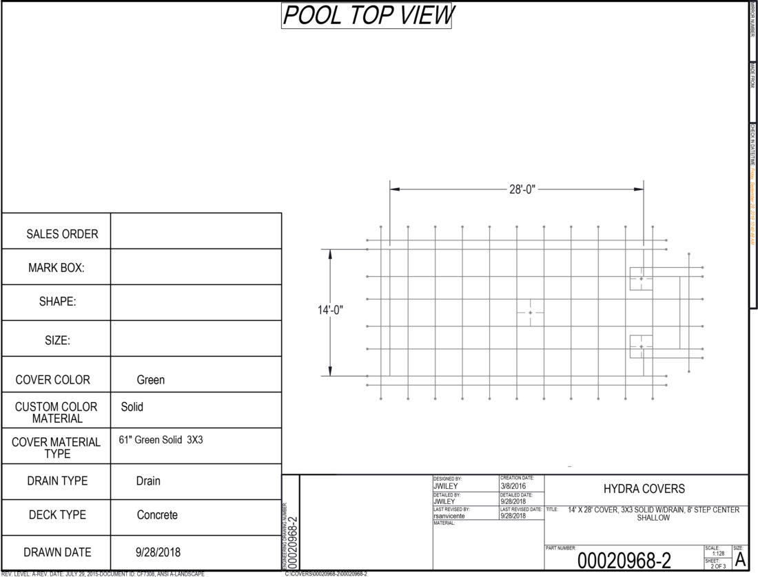 14X28 SOLID W DRAIN - 3X3 SPACING