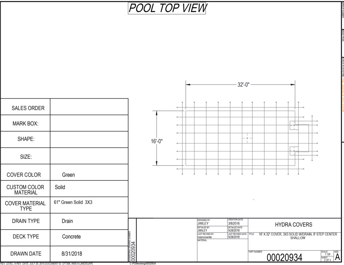 16X32 SOLID W DRAIN - 3X3 SPACING