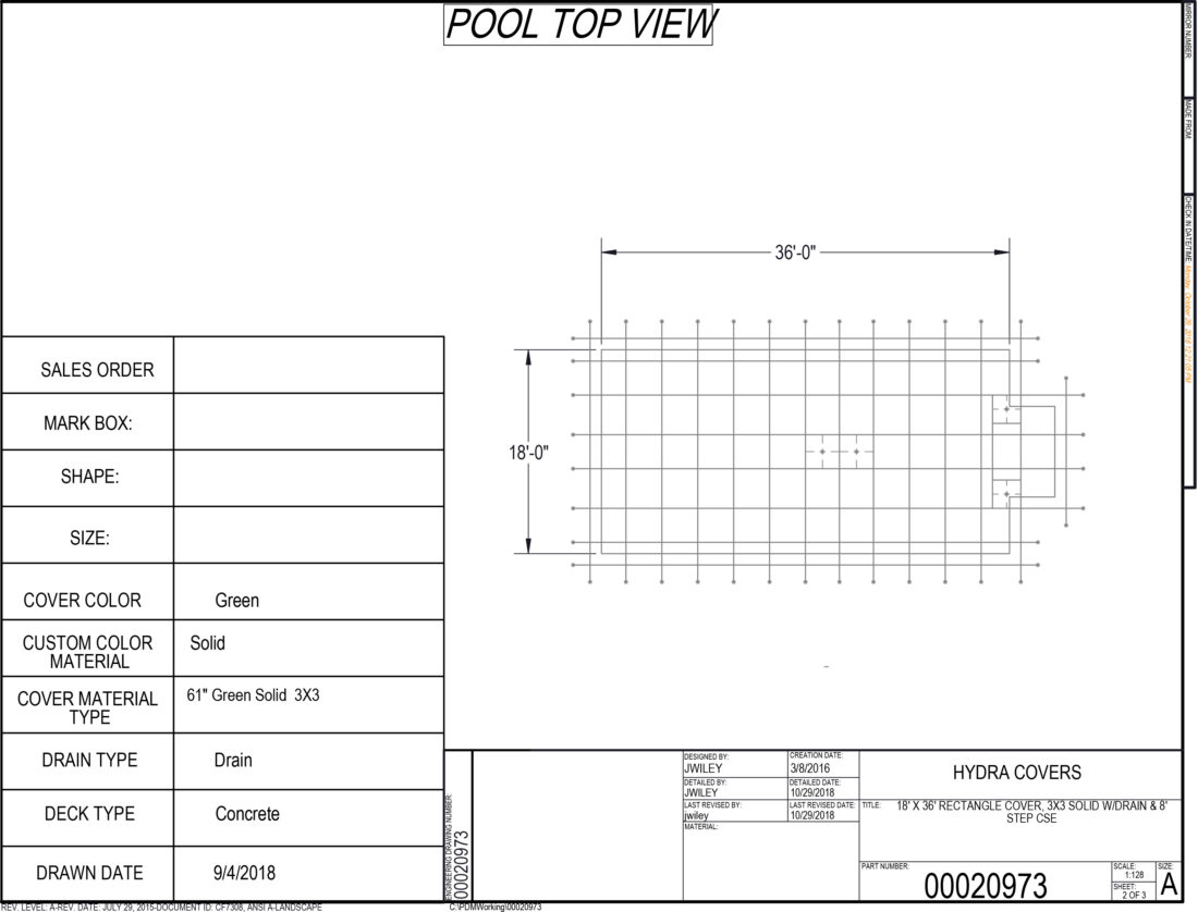 18X36 SOLID W DRAIN - 3X3 SPACING