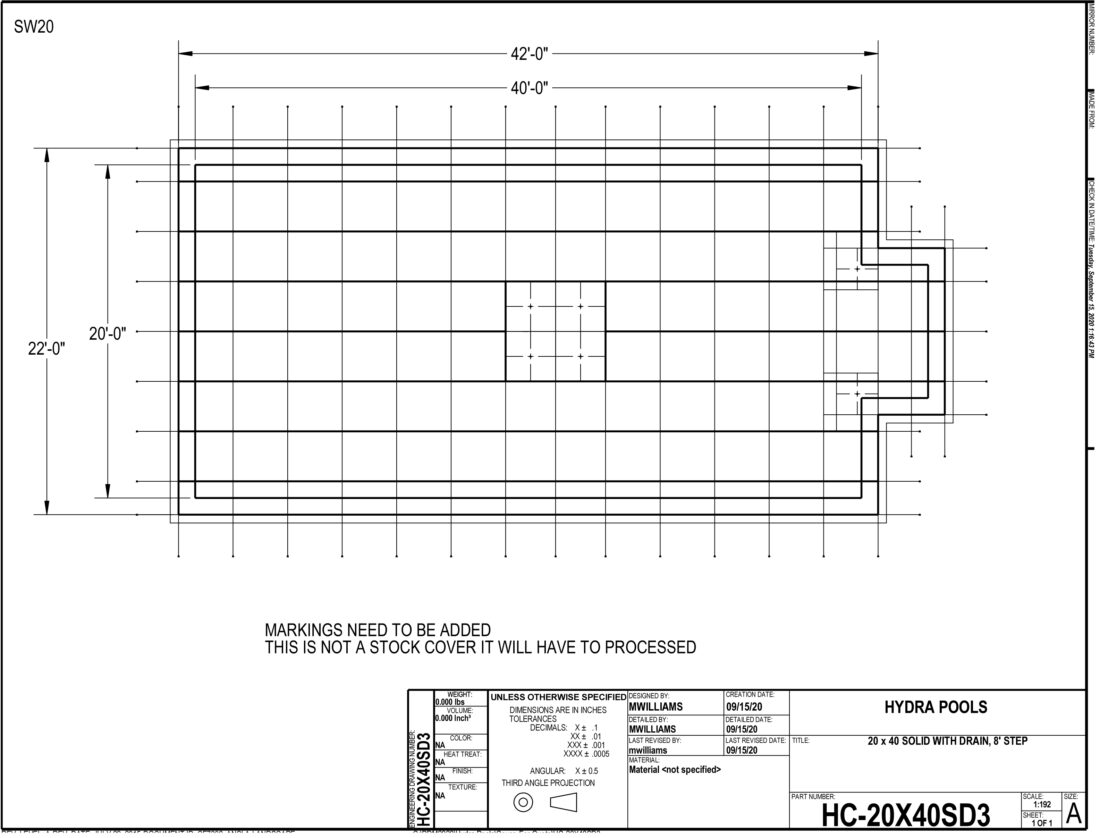 20X40 SOLID W DRAIN - 3X3 SPACING