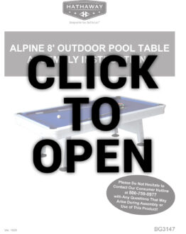 Alpine 8ft Outdoor Pool Table Instruction Manual
