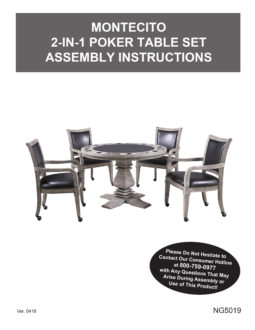 Montecito Dining and Poker Table Set Manual