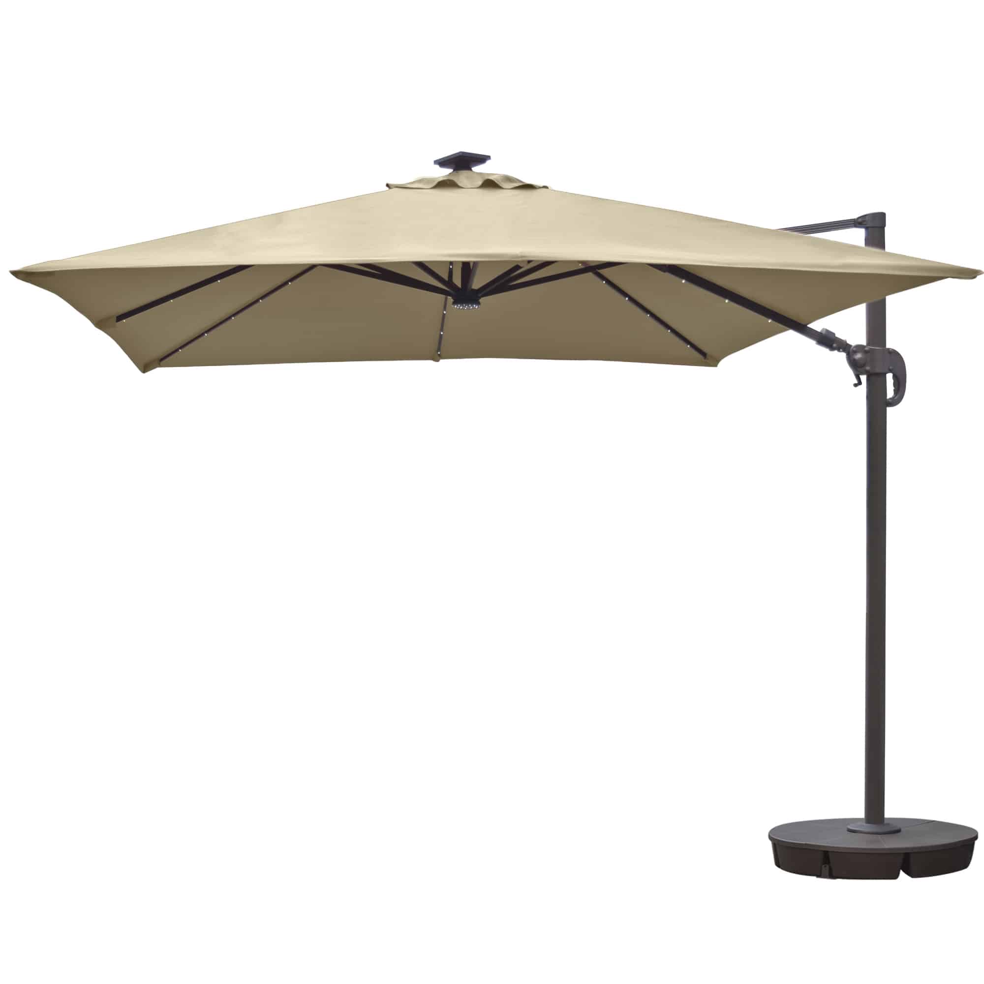 Santorini II Fiesta 10-ft Square Cantilever Solar LED Umbrella in Sunbrella Acrylic