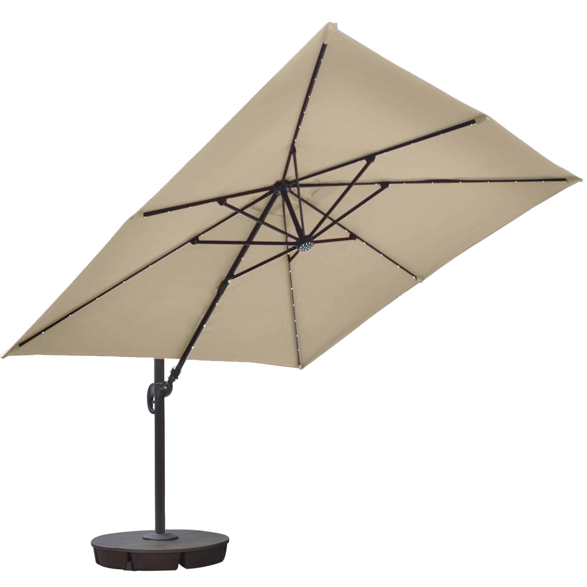 Santorini II Fiesta 10-ft Square Cantilever Solar LED Umbrella in Sunbrella Acrylic