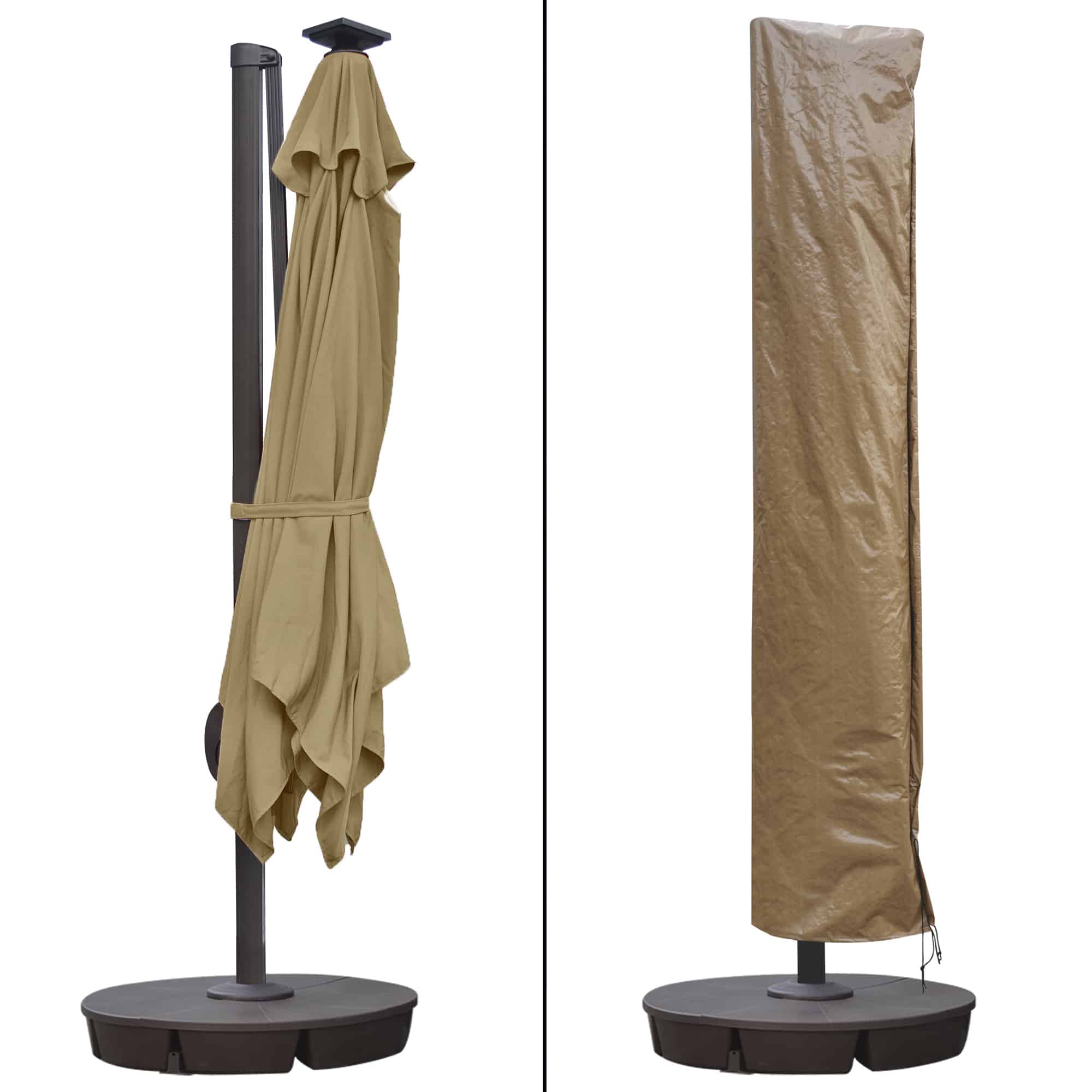 Santorini II Fiesta 10-ft Square Cantilever Solar LED Umbrella in Sunbrella Acrylic