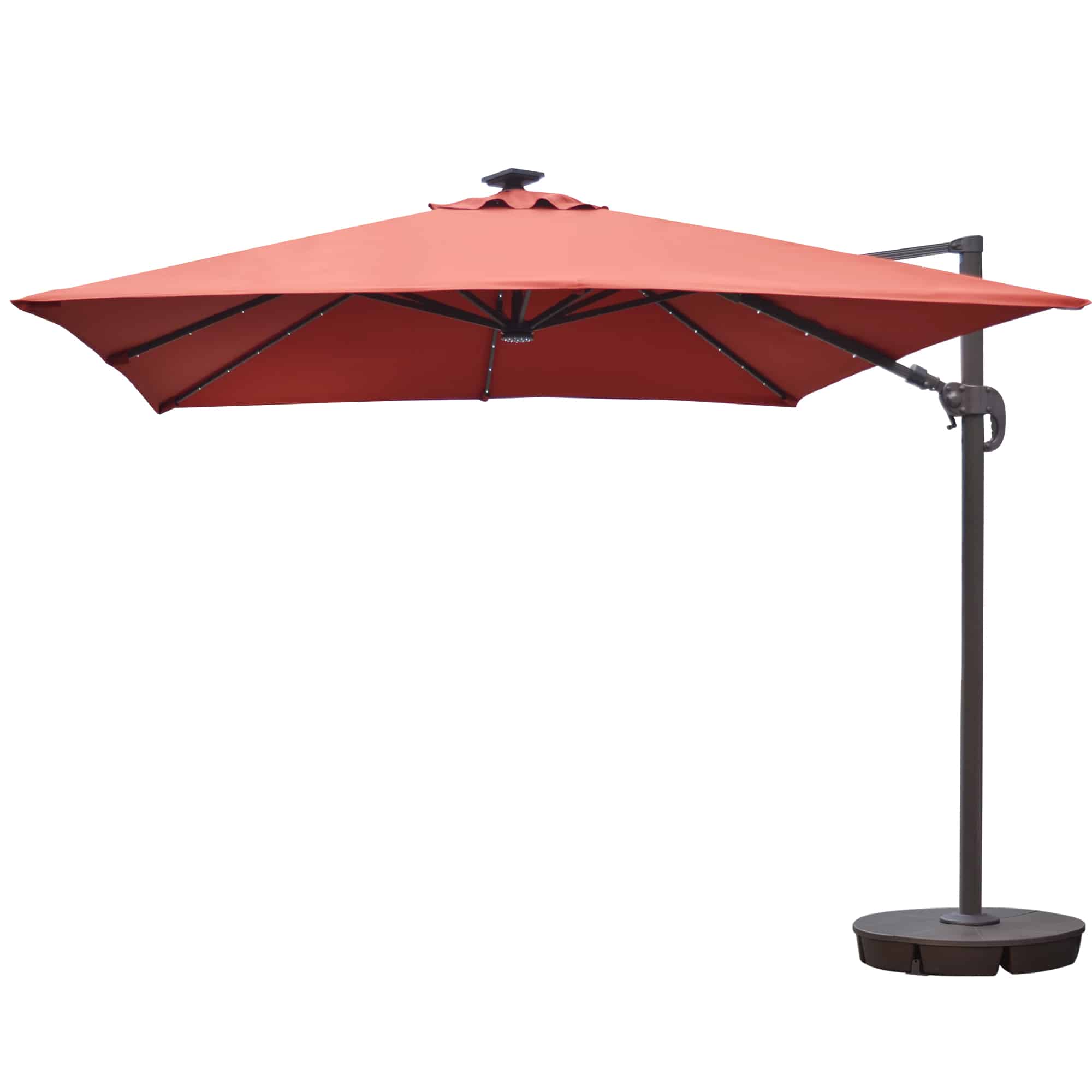 Santorini II Fiesta 10-ft Square Cantilever Solar LED Umbrella in Sunbrella Acrylic