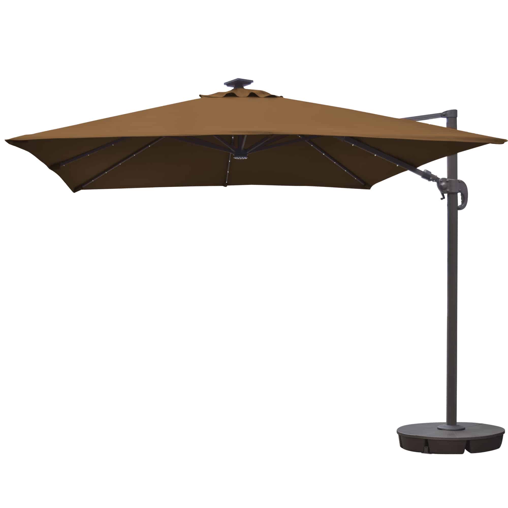 Santorini II Fiesta 10-ft Square Cantilever Solar LED Umbrella in Sunbrella Acrylic
