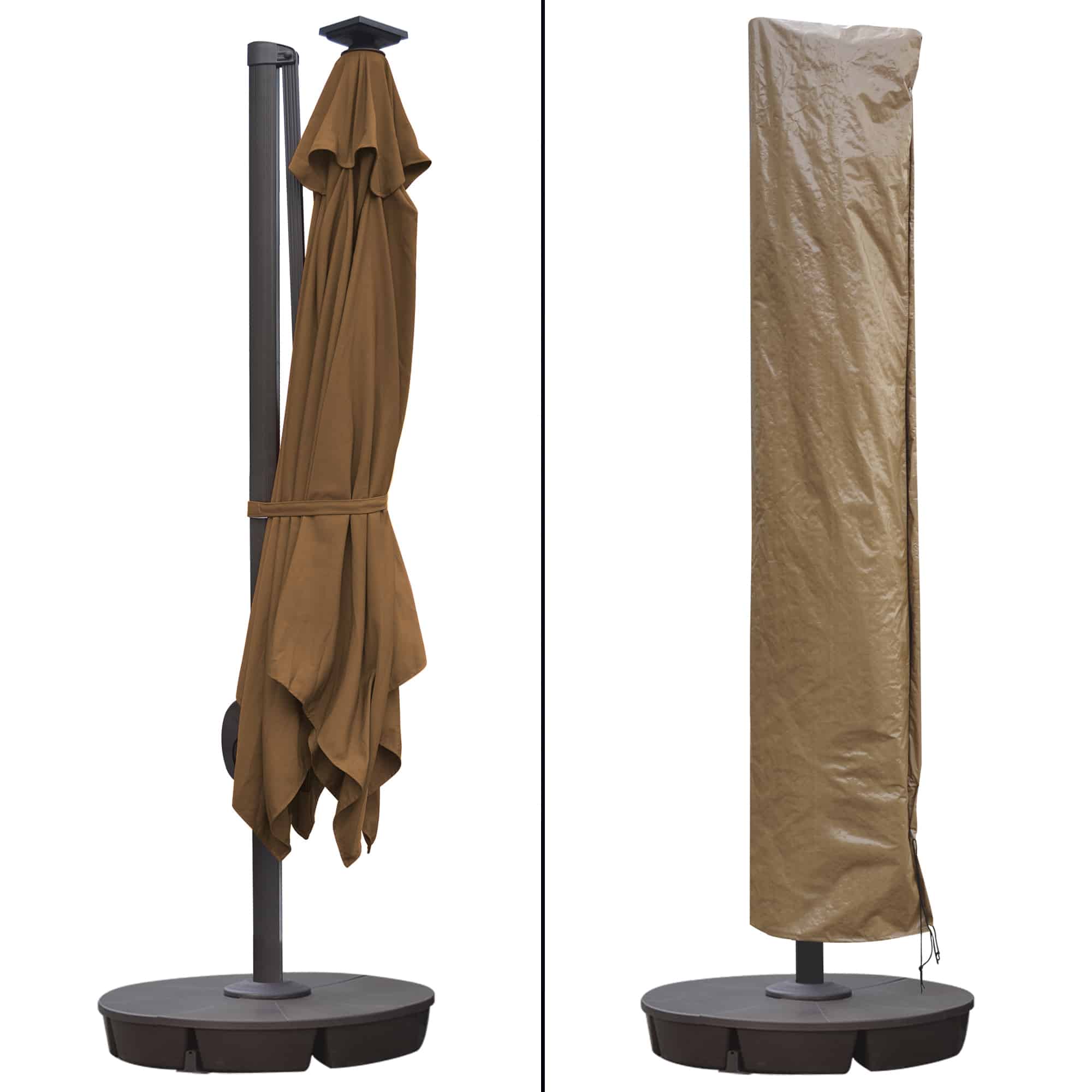 Santorini II Fiesta 10-ft Square Cantilever Solar LED Umbrella in Sunbrella Acrylic