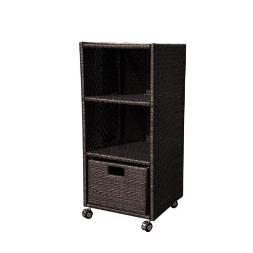 Wheeled Wicker Tower Shelf