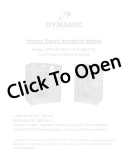 Dynamic Venice 2-person Low EMF FAR Infrared Sauna Manual