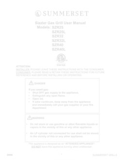 Summerset 32 Inch Sizzler Grill Manual PDF
