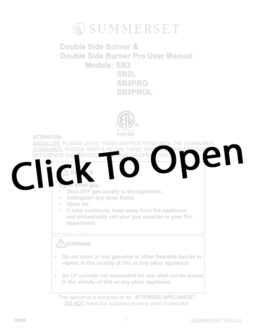 Summerset Pro Double Side Burner Manual PDF