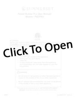 Summerset Pro Power Burner User Manual PDF
