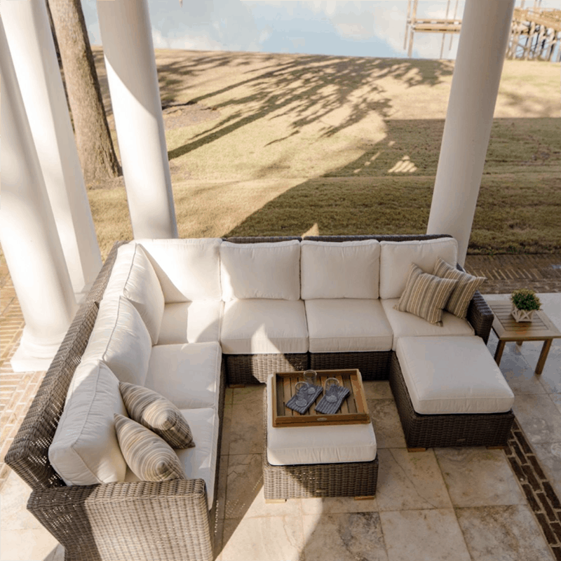 Royal Teak Collection Sanibel Wicker Sectional 2-Seater Arm Right