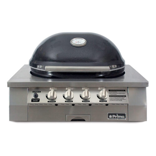 Primo Oval G420 36-Inch Ceramic 4-Burner Built-In Kamado Natural Gas Grill