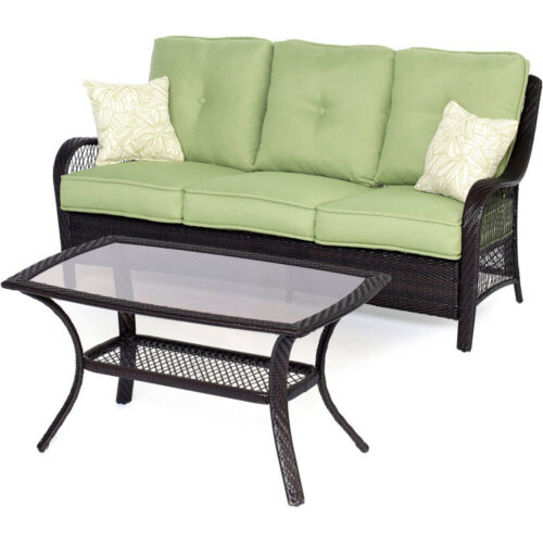 Orleans Sofa and Coffee Table 2 Piece Set - Avocado Green 1
