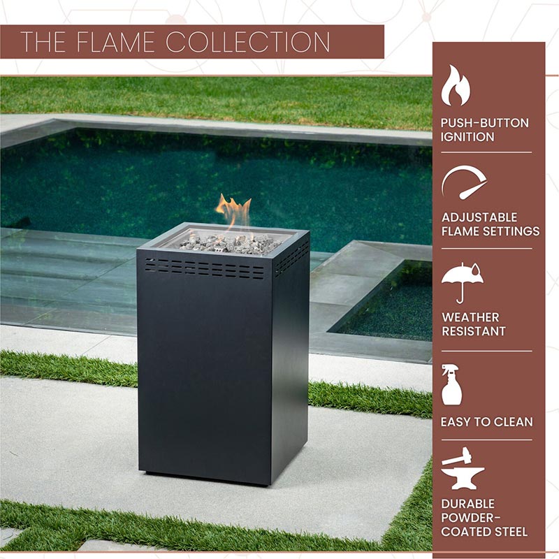 Flame Steel Gas Fire Pit with Lava Rocks