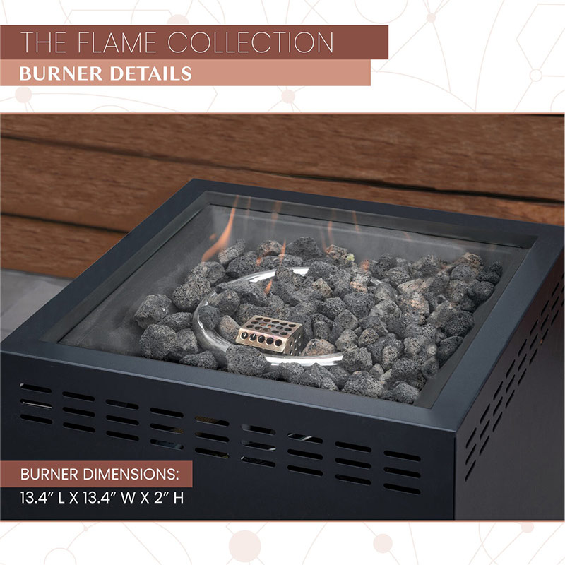 Flame Steel Gas Fire Pit with Lava Rocks