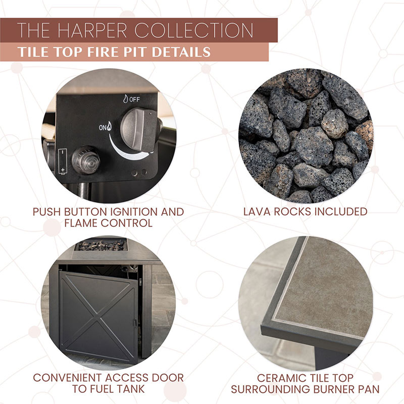 Harper 5 Piece Tile Top Fire Pit
