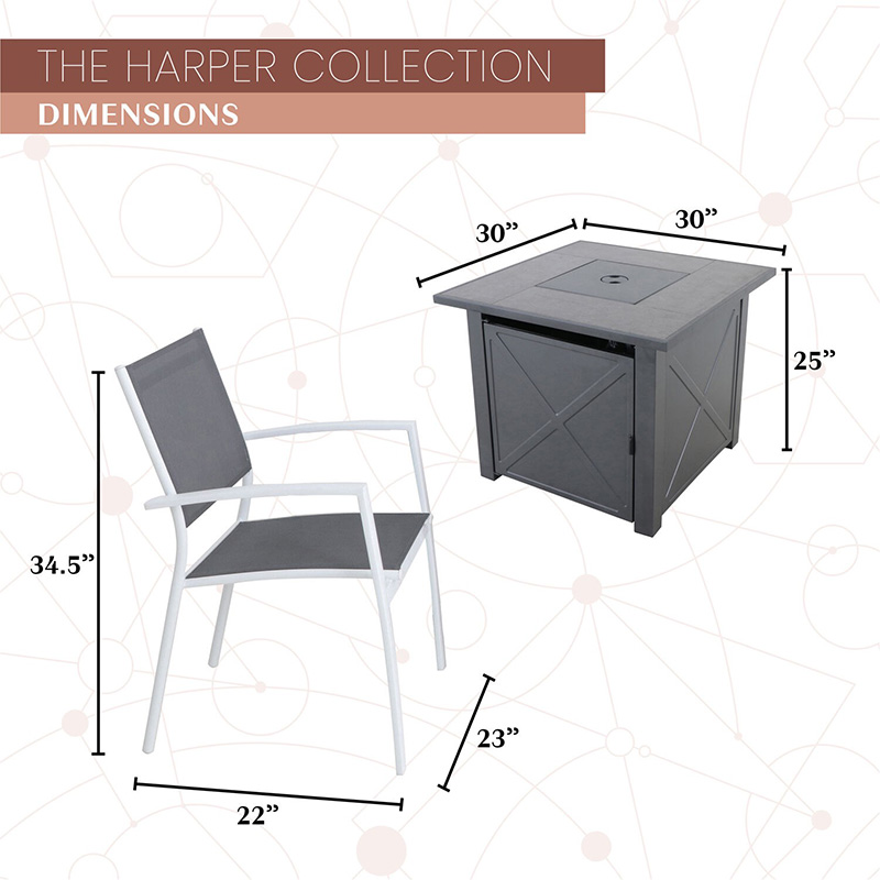 Harper 5 Piece Tile Top Fire Pit