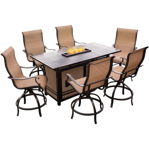 Monaco 7 Piece High Dining Fire Pit Set
