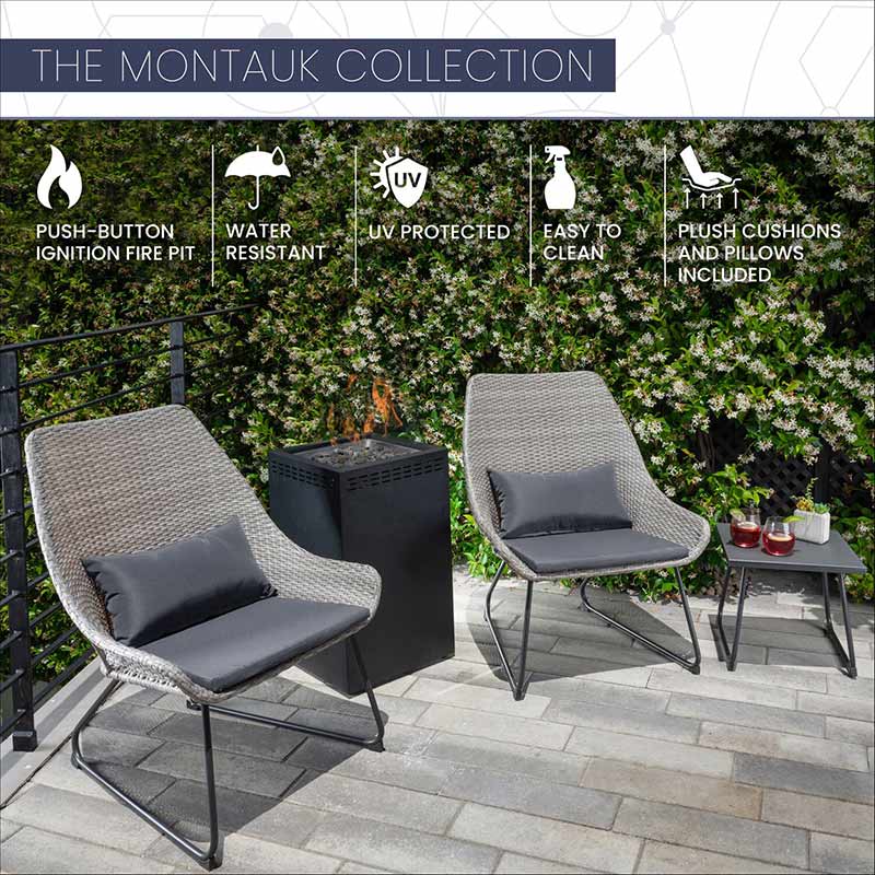 Montauk 4 Piece Fire Pit Set Gray