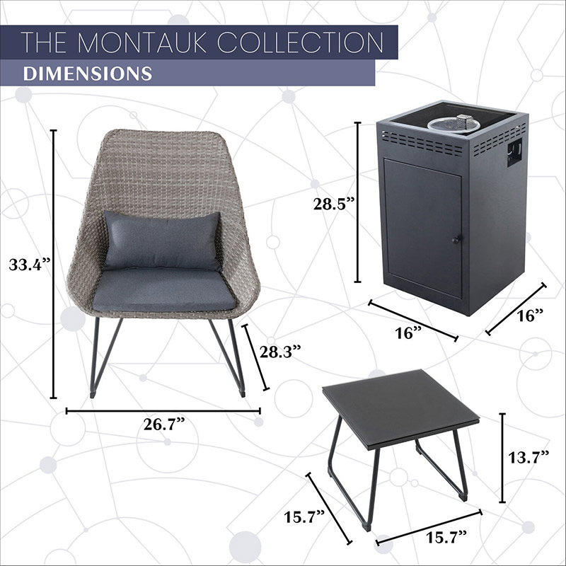 Montauk 4 Piece Fire Pit Set Gray