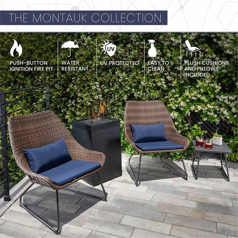 Montauk 4 Piece Fire Pit Set Navy