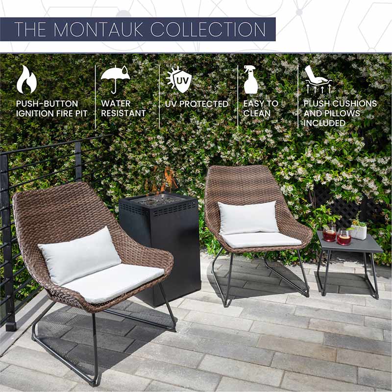 Montauk 4 Piece Fire Pit Set White