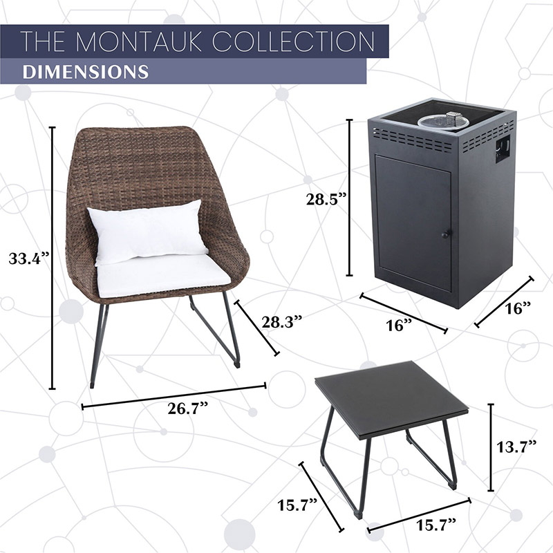 Montauk 4 Piece Fire Pit Set White