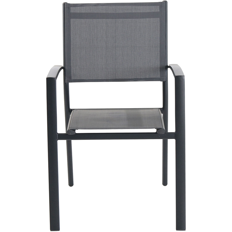 Naples 5 Piece Fire Pit Set 4 Alum Sling Chairs and Tile Top Fire Pit Gray