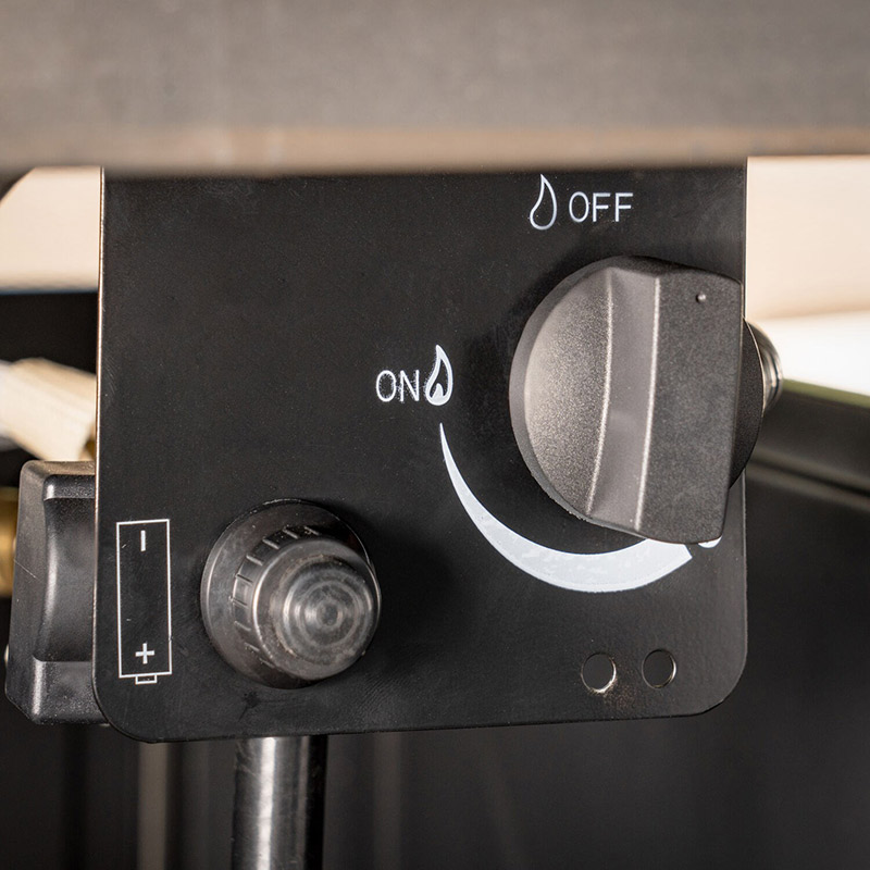 Naples Steel Gas Fire Pit with Tile Top and Light Gray Lava Rocks