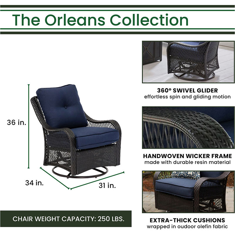 Orleans 4 Piece Fire Pit Seating Set with Porcelain Tile