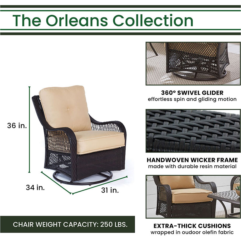 Orleans 4 Piece Fire Pit Seating Set with Porcelain Tile