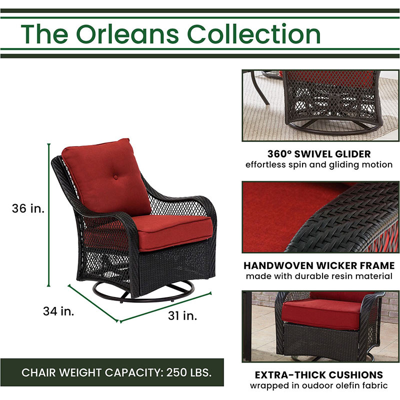 Orleans 4 Piece Fire Pit Seating Set with Porcelain Tile