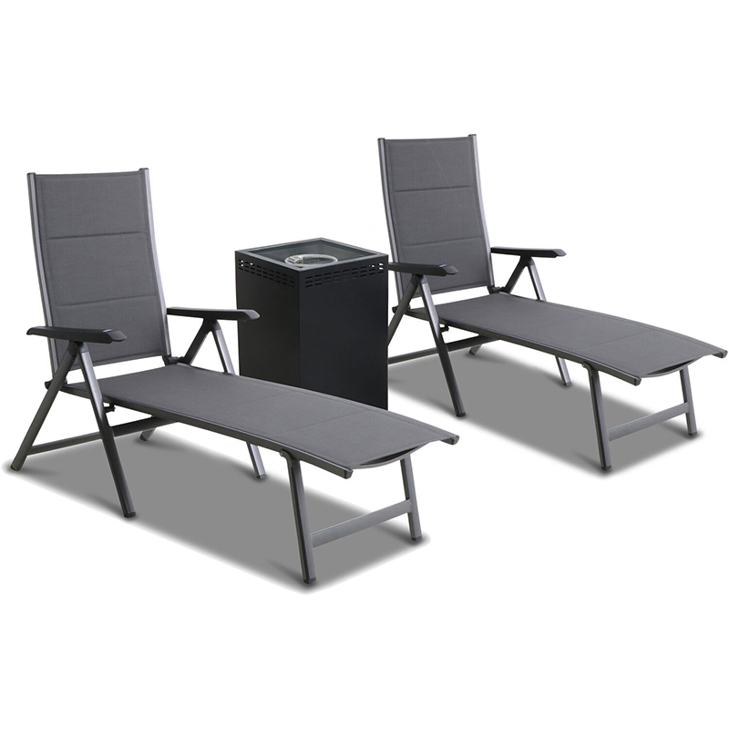 Regis 3 Piece Fire Pit Set Glass Gray