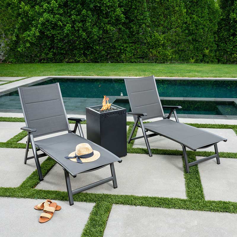Regis 3 Piece Fire Pit Set Glass Gray