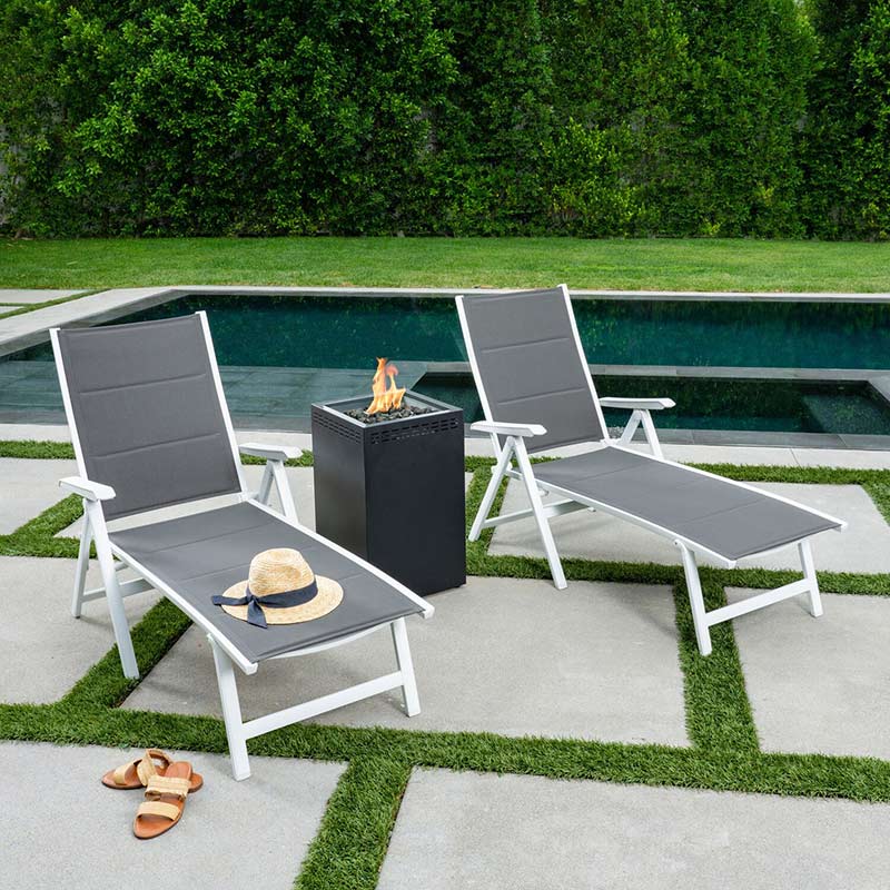 Regis 3 Piece Fire Pit Set Glass White/Gray