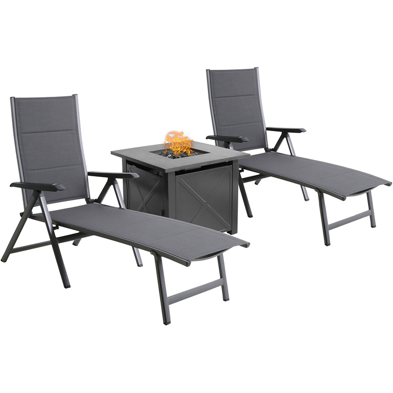 Regis 3 Piece Fire Pit Set Tile Gray