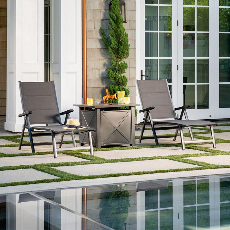 Regis 3 Piece Fire Pit Set Glass Gray