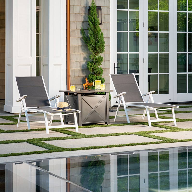 Regis 3 Piece Fire Pit Set Tile White/Gray