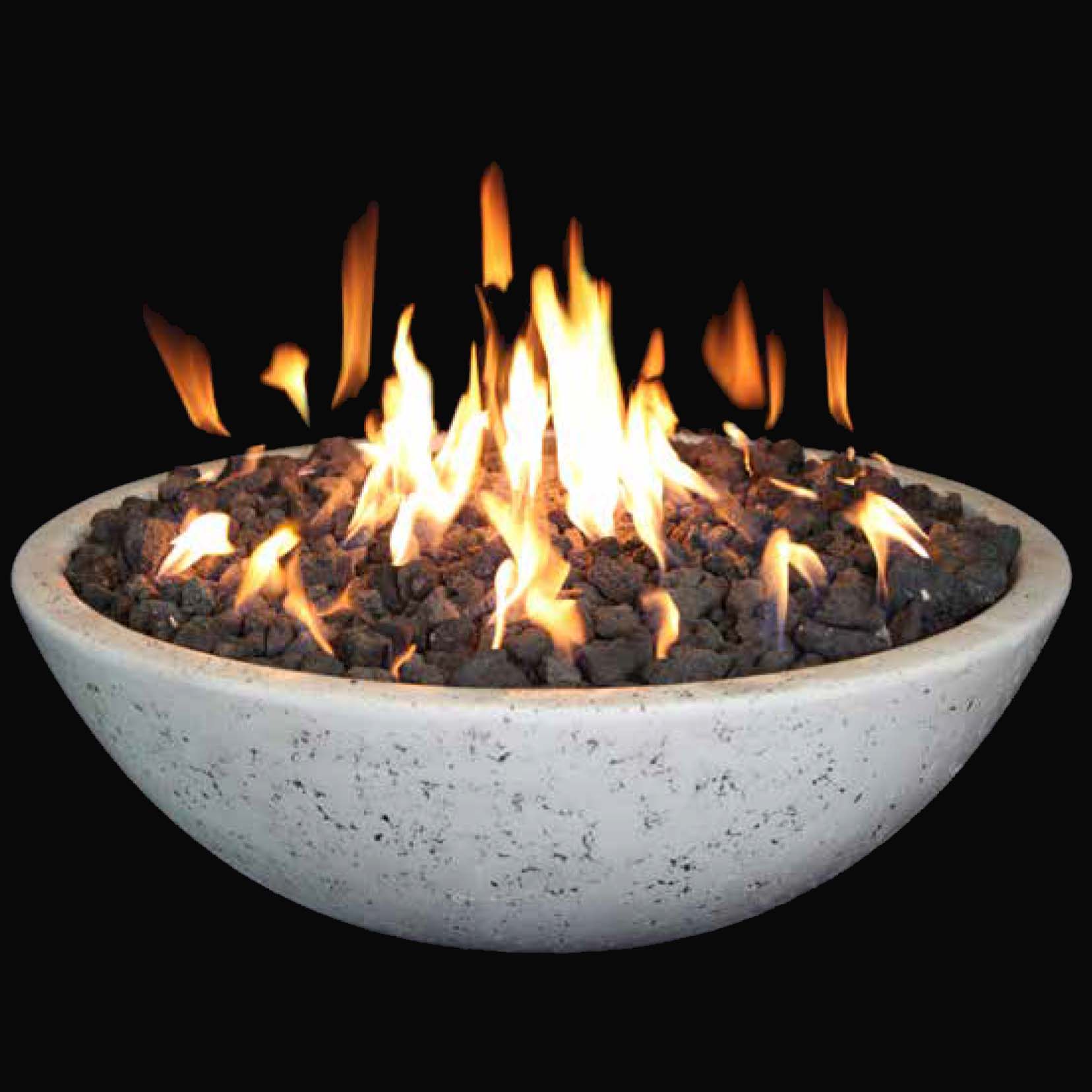 Grand Canyon Gas Logs GFRC Round Fire Bowl -White with Lava Rocks