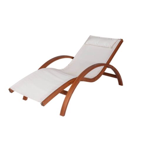 Bentwood Breeze Luxury Lounger With Wood Frame - Champagne