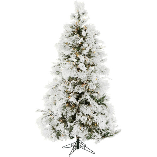 Fraser Hill Farm 12' Snowy Pine Tree, Clear Smart Light, EZ Connect